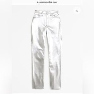 Abercrombie & Fitch Silver Curve Love Vegan Leather 90s Straight Pant